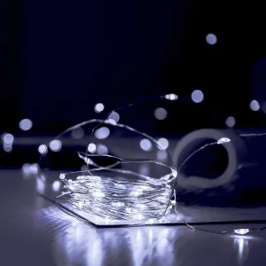 100 Bright White LED Solar Micro String Lights