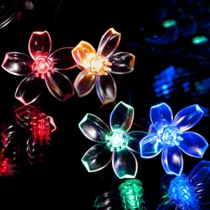 100 Multi-Colour LED Blossom Flowers Solar Fairy Lights