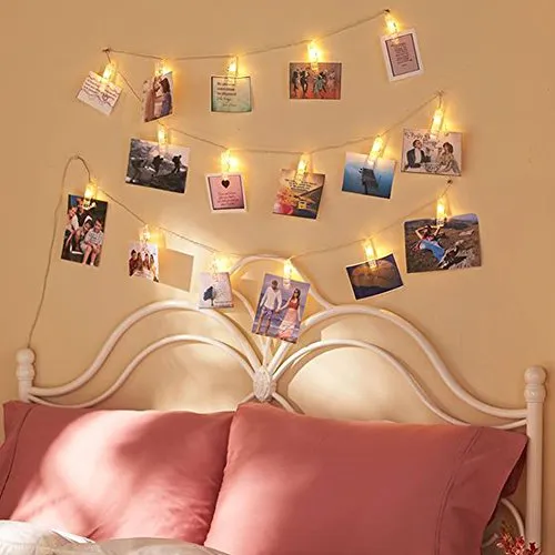 10ft 20 LED Photo Clips String Lights - Battery Operated - Fairy String Lights with Clips - 1 Pack - Assorted Colors