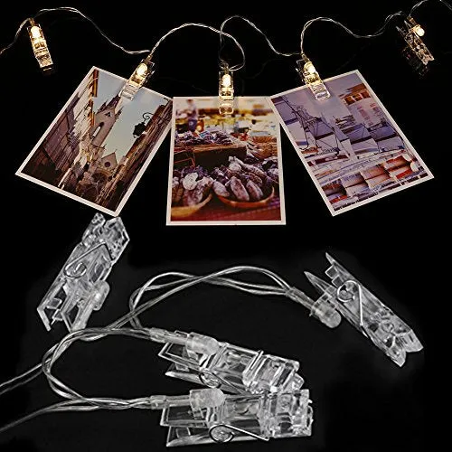 10ft 20 LED Photo Clips String Lights - Battery Operated - Fairy String Lights with Clips - 1 Pack - Assorted Colors