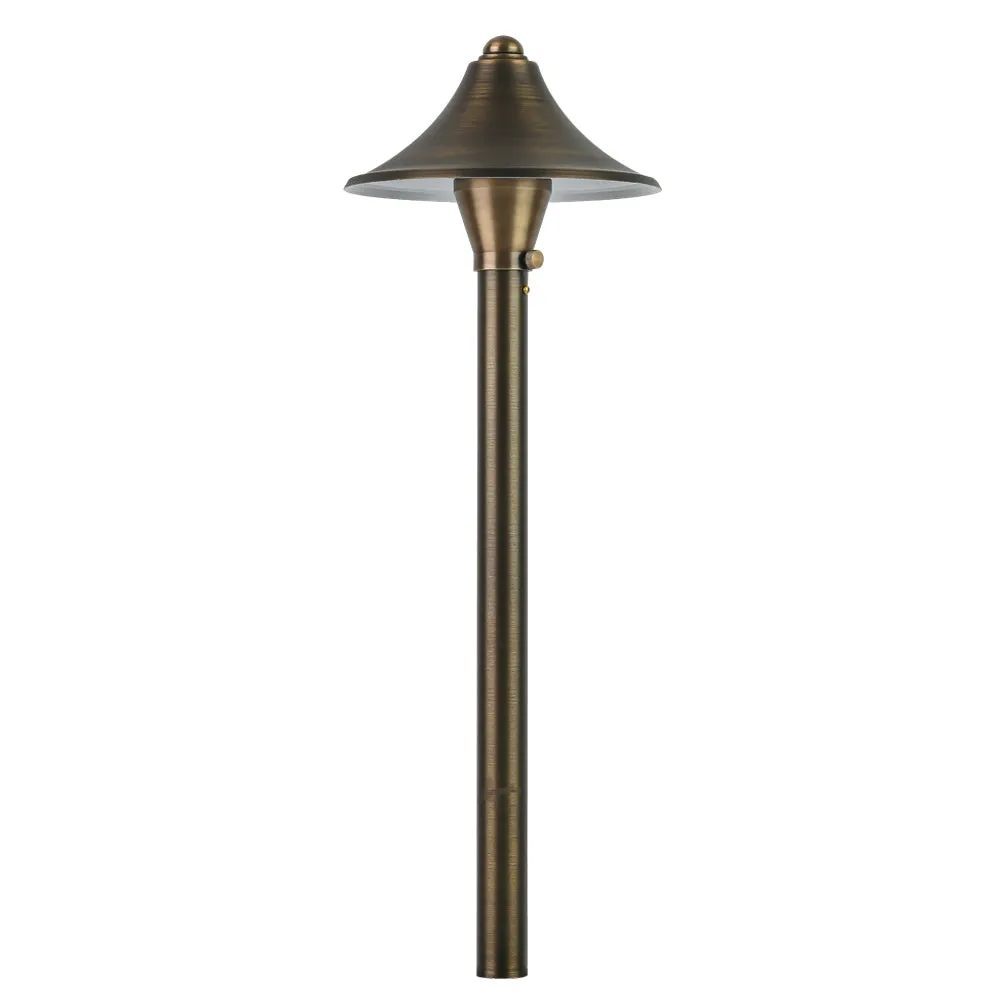 12V Landscape Cone Hat LED Path Light 19" 3W 3000K Brass