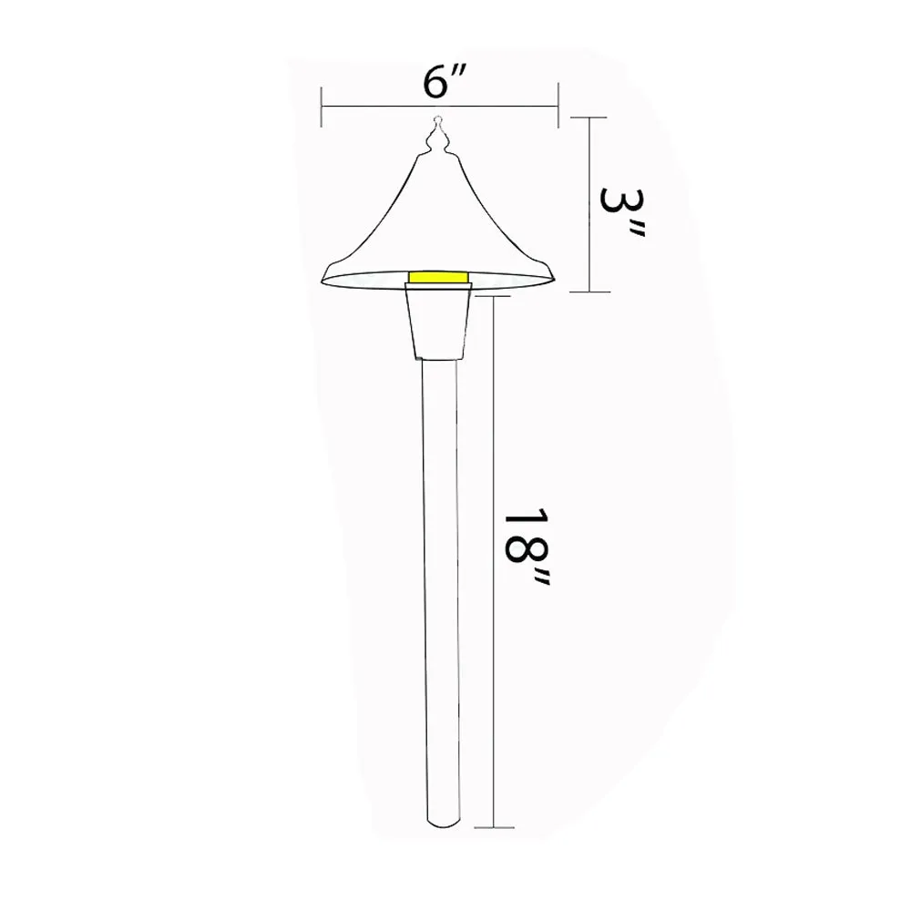 12V Landscape Cone Hat LED Path Light 19" 3W 3000K Brass