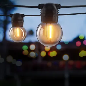 23m Solar Festoon LED String Lights, 4 Modes, 20 Bulbs, USB