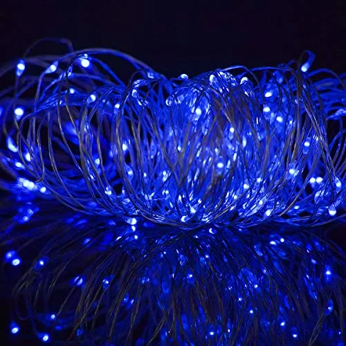 3 Inches LED String Light - Dimmable Control - Starry Silver Wire Lights - Blue