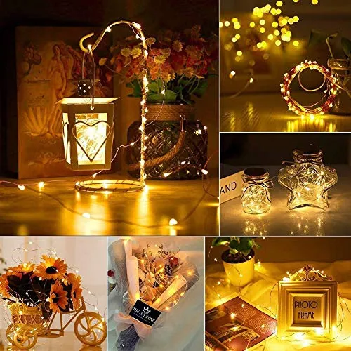 3.5 Inches LED String Light - 66ft Fairy Copper String Lights - USB Powered - 8 Modes & Timer - Warm White