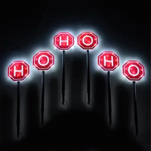 6 HO HO HO Christmas Pathway Outdoor Garden Lights Stakes