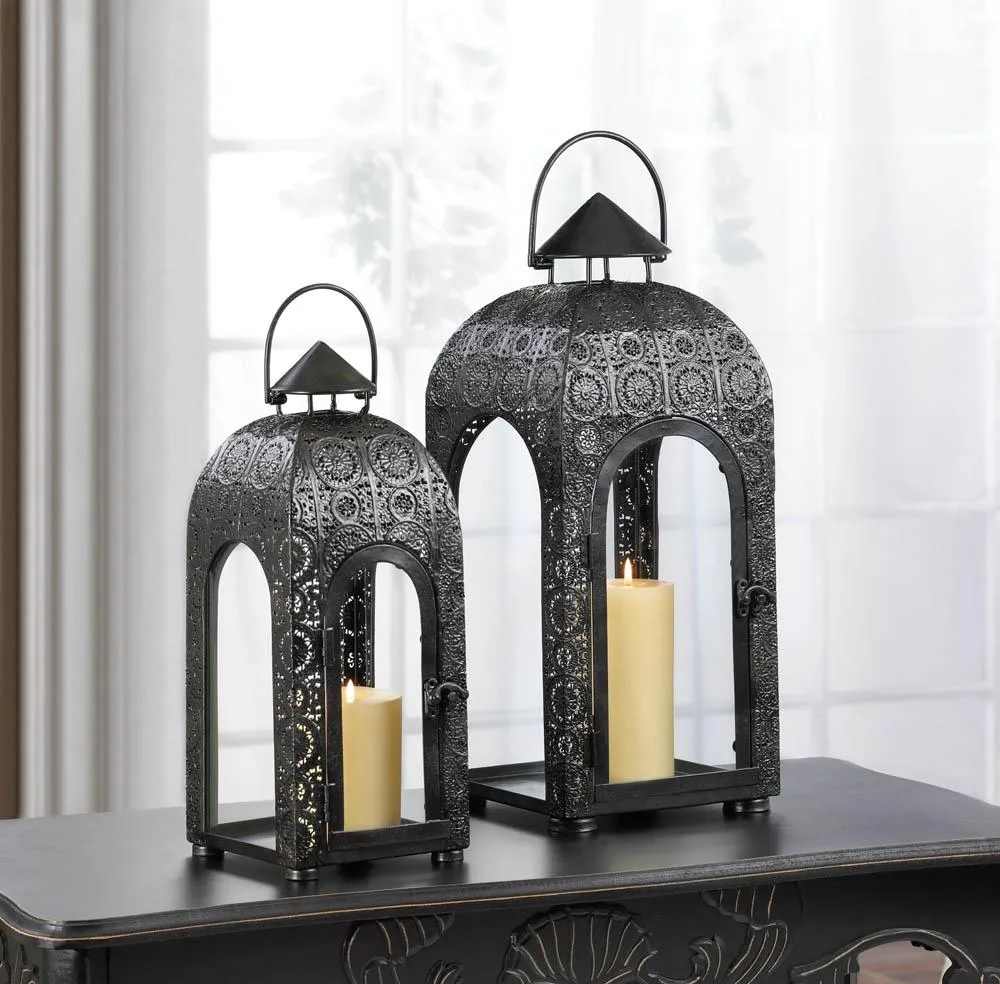 Arched Black Medallion Lantern (L)