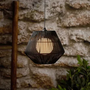 Black Wicker Perkins Solar Pendant Light