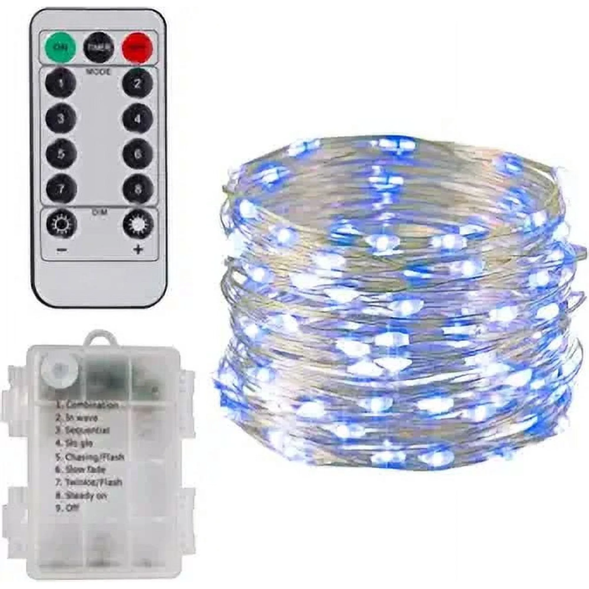 Christmas Fairy Lights - Battery Operated - 33ft 100 Led String Lights - Remote Control Timer - Blue - 2 Pack