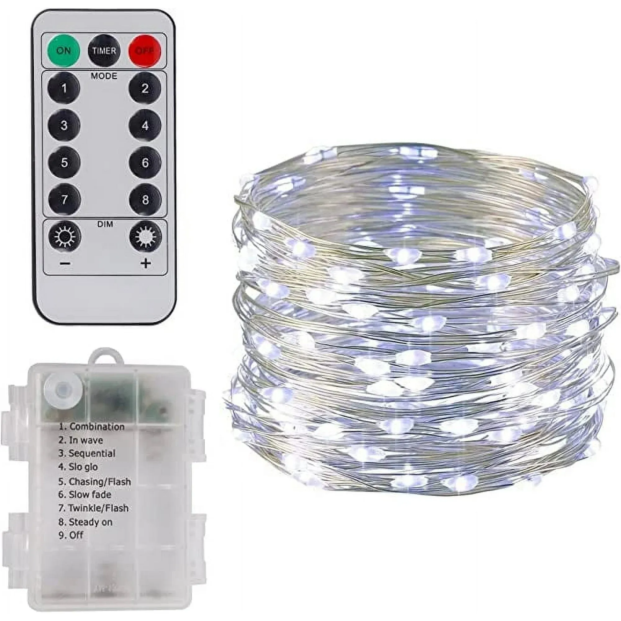 Christmas Fairy Lights - Battery Operated - 33ft 100 Led String Lights - Remote Control Timer - Blue - 2 Pack