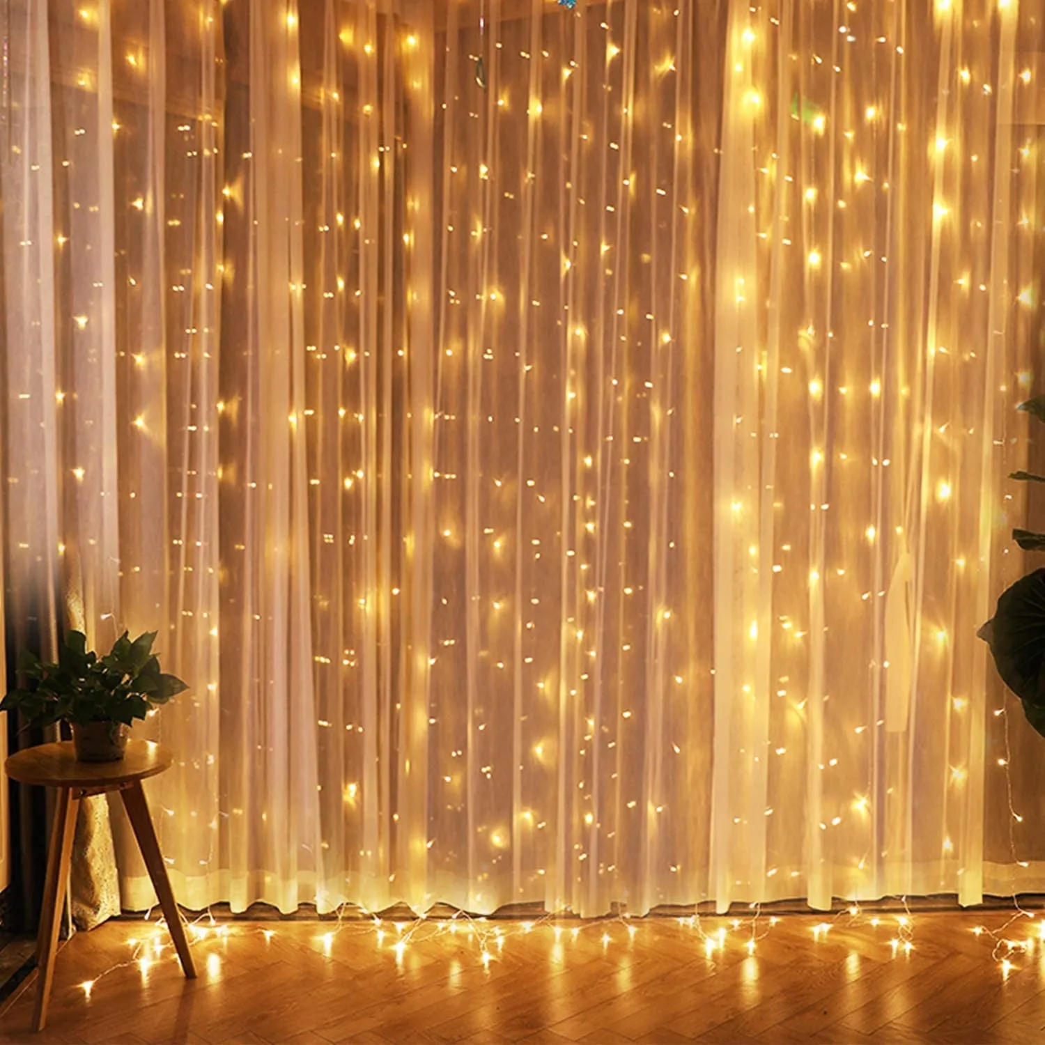 Curtain Lights, IMAGE 9.8ft x 9.8ft Power Driver LED String Lights with 8 Modes for Christmas/Halloween/Wedding/Party Backdrops - FULL Waterproof & UL Safety Standard