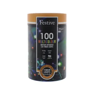 Festive 100 LED Multicolour Battery Operated String Lights (9.9m)