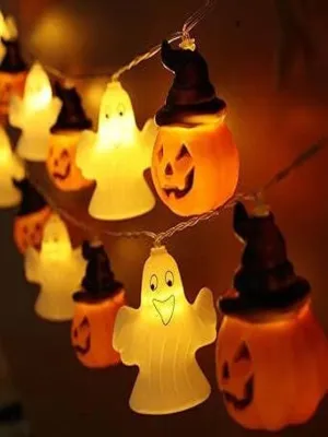 Halloween Pumpkin Ghost String Lights,3 Metres 20 Led Halloween Decoration Lights, 2 Modes Halloween Pumpkin Ghost Lights for outdoor