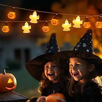 Halloween Pumpkin Ghost String Lights,3 Metres 20 Led Halloween Decoration Lights, 2 Modes Halloween Pumpkin Ghost Lights for outdoor