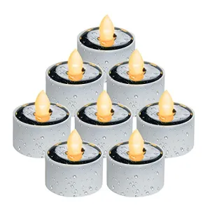 Homemory Solar Tea Lights Outdoor Waterproof, Dusk to Dawn Outdoor Lighting, Reusable LED Tea Light Candles for Lantern Garden Camping and Home Decor, Pack of 8, Warm White