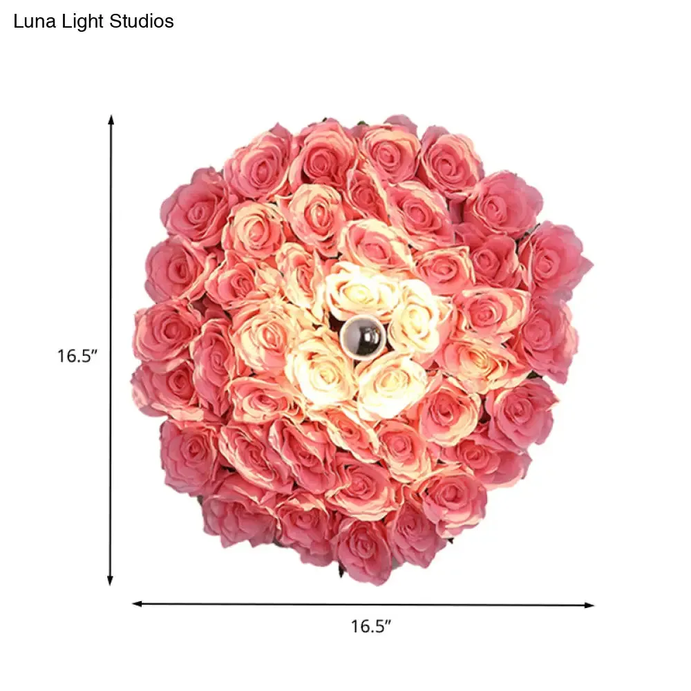 Industrial Metal Rose Sconce - LED Wall Mount Lighting in Pink - Restaurant Light Fixture - 1 Bulb - 12.5"/16.5"/20.5" Dia