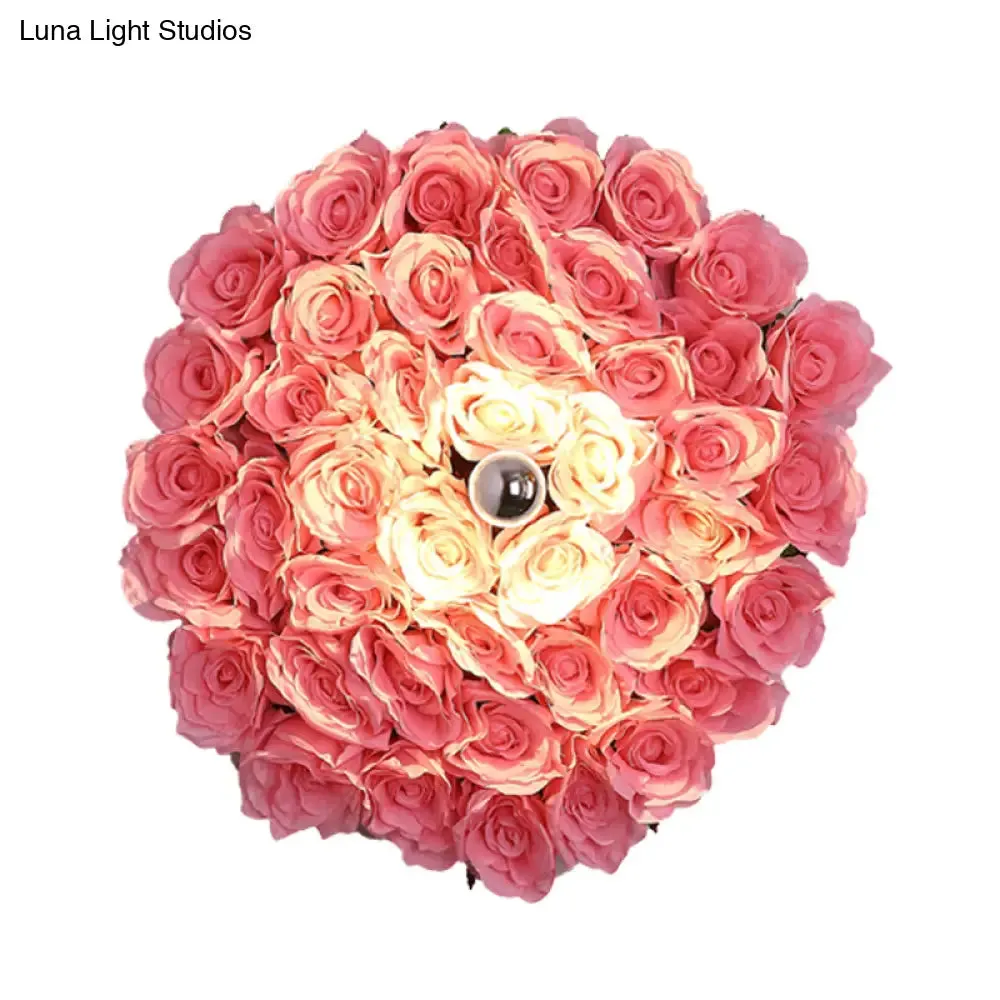 Industrial Metal Rose Sconce - LED Wall Mount Lighting in Pink - Restaurant Light Fixture - 1 Bulb - 12.5"/16.5"/20.5" Dia