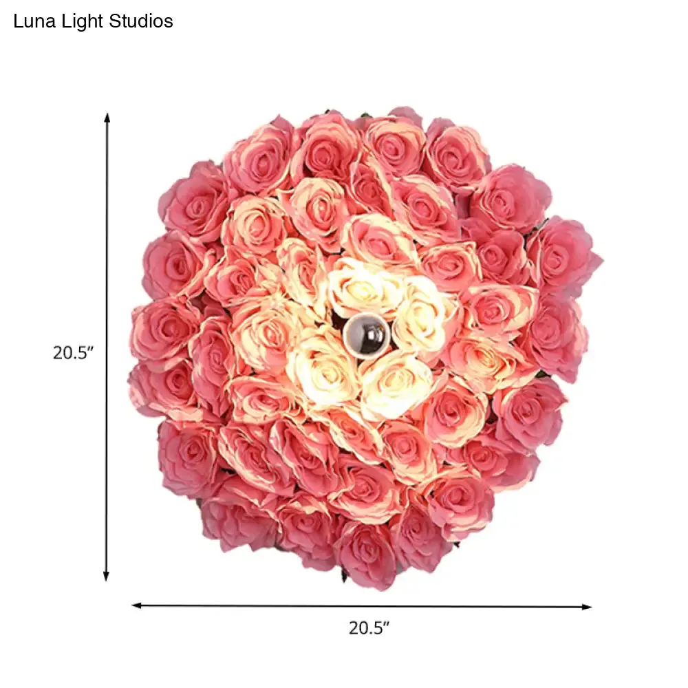 Industrial Metal Rose Sconce - LED Wall Mount Lighting in Pink - Restaurant Light Fixture - 1 Bulb - 12.5"/16.5"/20.5" Dia