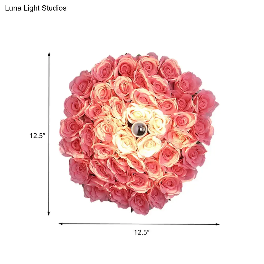 Industrial Metal Rose Sconce - LED Wall Mount Lighting in Pink - Restaurant Light Fixture - 1 Bulb - 12.5"/16.5"/20.5" Dia