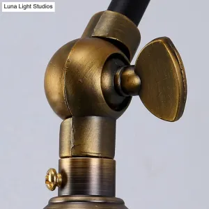 Industrial Swing Arm Wall Sconce - Conic Study Room Lamp (1 Bulb) - Black/Brass Metallic Finish