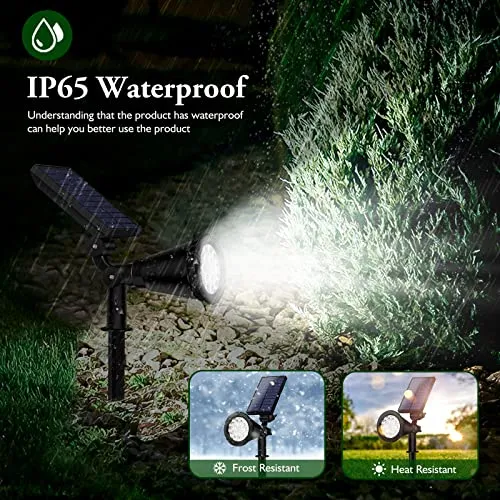 INECOKS 800 Lumens Solar Spot Lights Outdoor,Solar Flood Lights Waterproof Solar Spotlight for Pathway Driveway Backyard Patio Tree Landscape Garage