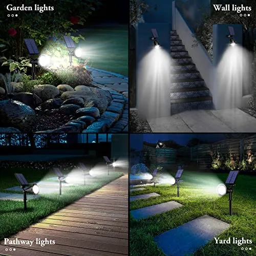 INECOKS 800 Lumens Solar Spot Lights Outdoor,Solar Flood Lights Waterproof Solar Spotlight for Pathway Driveway Backyard Patio Tree Landscape Garage