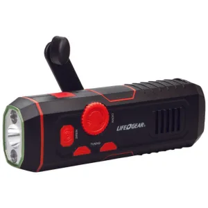 Life Gear LG38-60675-RED 120-Lumen Stormproof USB Crank Flashlight & Radio