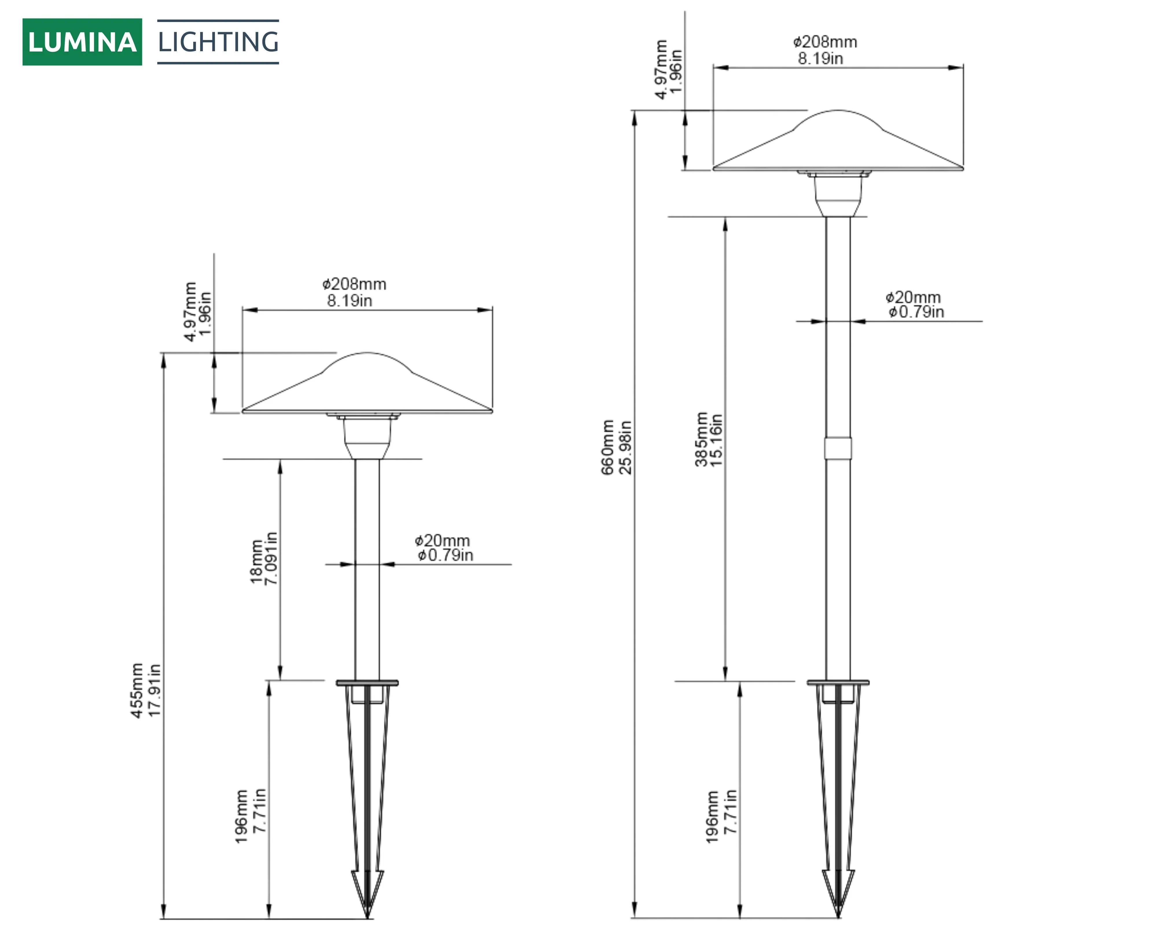 Lumina Lighting® 3W Low Voltage LED Pathway Lights 12V Replaceable LED Bulb Included  (Bronze, 2-Pack)