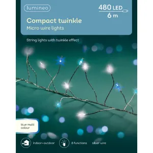 Lumineo 480 LED Pastel White/Blue Micro LED Dense Twinkle Function String Lights