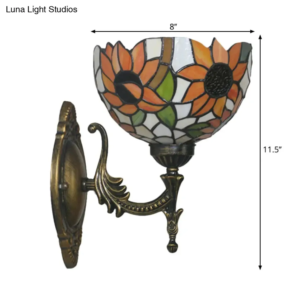 Mediterranean Brass Wall Sconce – Elegant Geometry Cut Glass Shade for Corridor Lighting