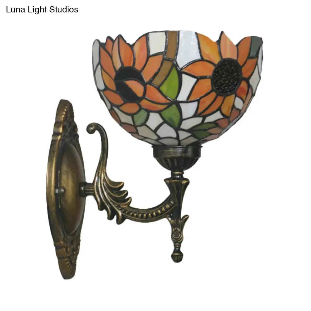 Mediterranean Brass Wall Sconce – Elegant Geometry Cut Glass Shade for Corridor Lighting