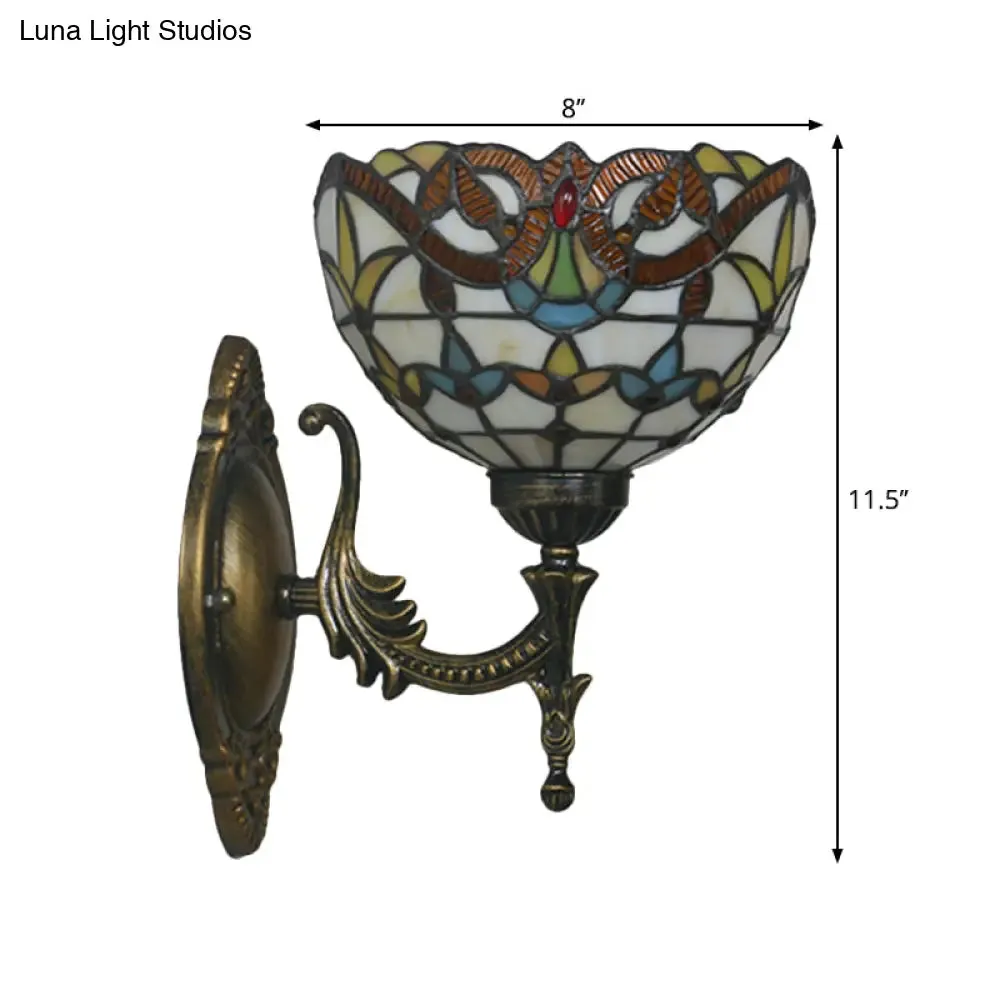 Mediterranean Brass Wall Sconce – Elegant Geometry Cut Glass Shade for Corridor Lighting