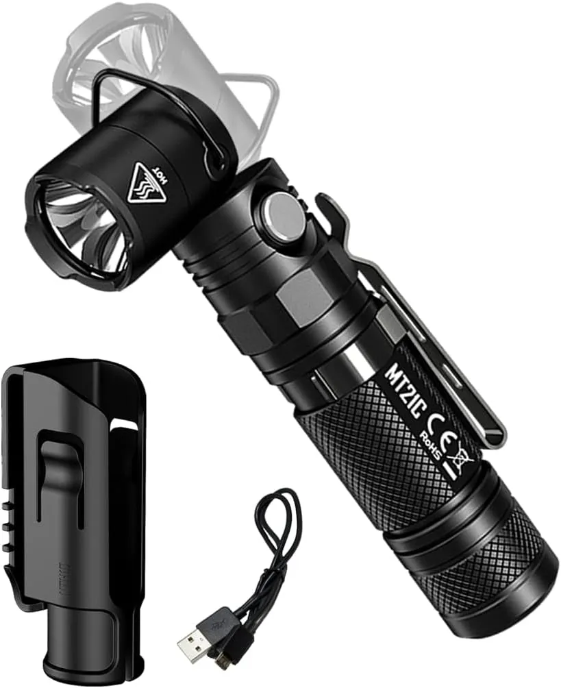 Nitecore MT21C LED Flashlight, 1000 Lumen Right Angle 90 Degree Tiltable Head L-Shape USB Rechargeable with Hard Duty Holster