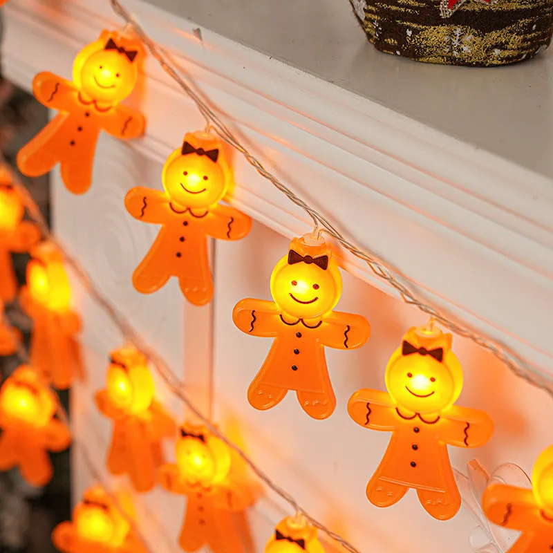 Quntis Christmas LED Gingerbread Man String Lights – Battery Operated Cartoon Holiday Lights for Indoor Xmas & New Year Decor