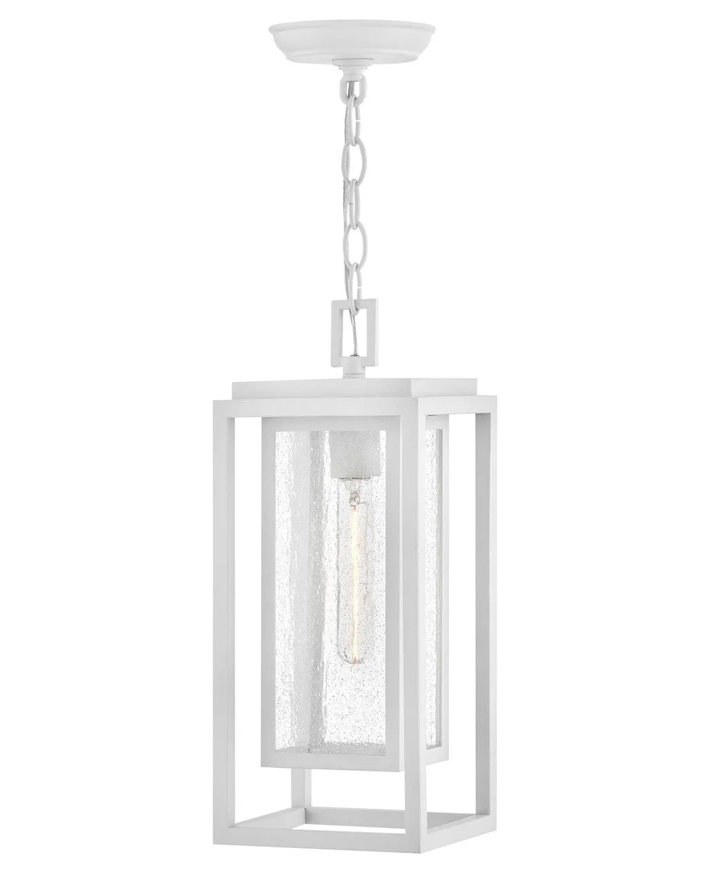 Republic LED Hanging Lantern in Textured White