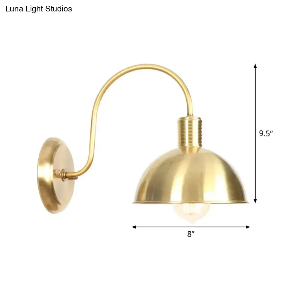 Retro Brass Gooseneck Wall Reading Lamp with 1-Light, Metallic Finish and Assorted Shades