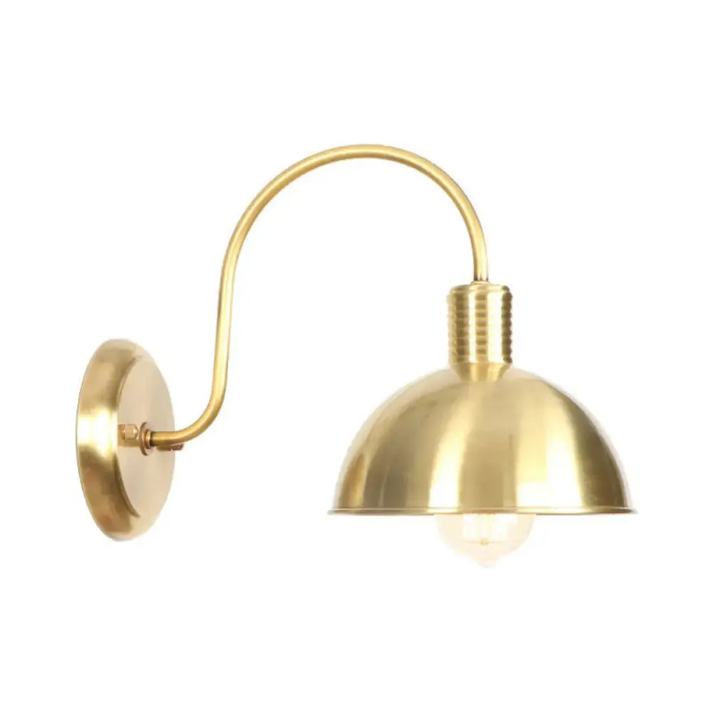 Retro Brass Gooseneck Wall Reading Lamp with 1-Light, Metallic Finish and Assorted Shades