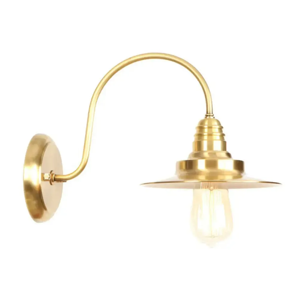 Retro Brass Gooseneck Wall Reading Lamp with 1-Light, Metallic Finish and Assorted Shades