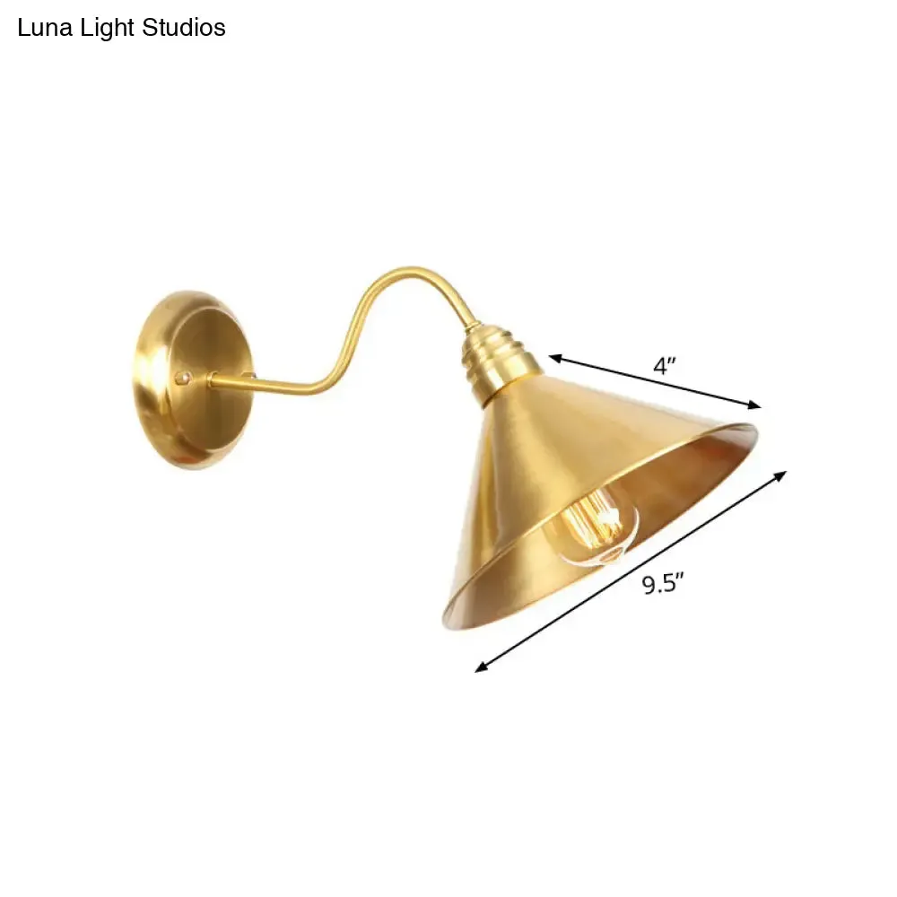 Retro Brass Gooseneck Wall Reading Lamp with 1-Light, Metallic Finish and Assorted Shades