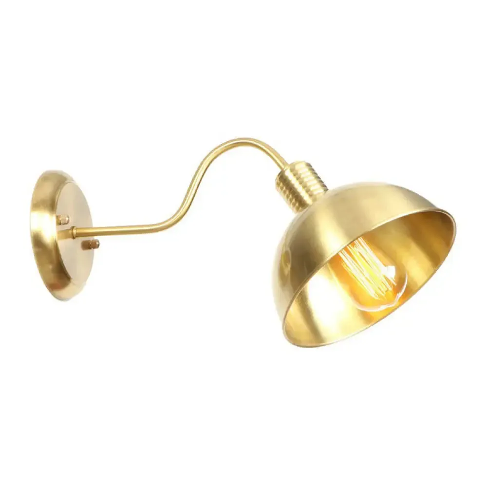 Retro Brass Gooseneck Wall Reading Lamp with 1-Light, Metallic Finish and Assorted Shades