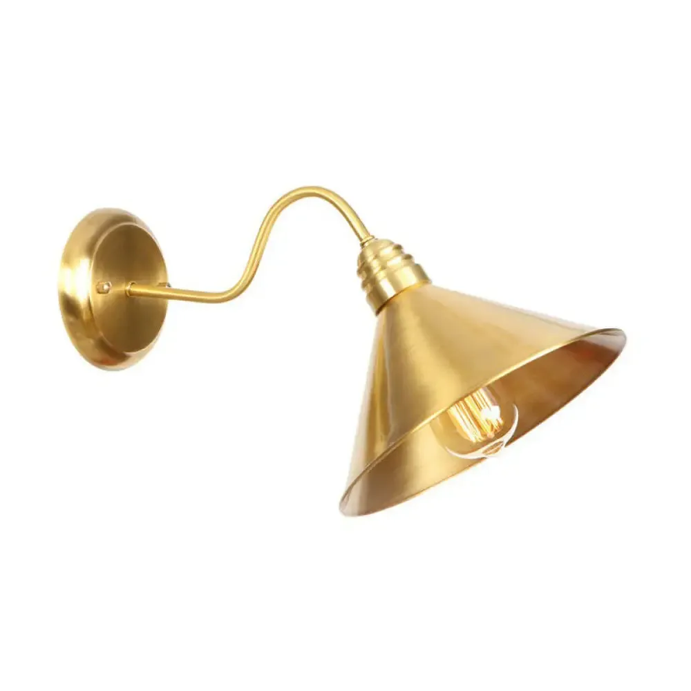 Retro Brass Gooseneck Wall Reading Lamp with 1-Light, Metallic Finish and Assorted Shades