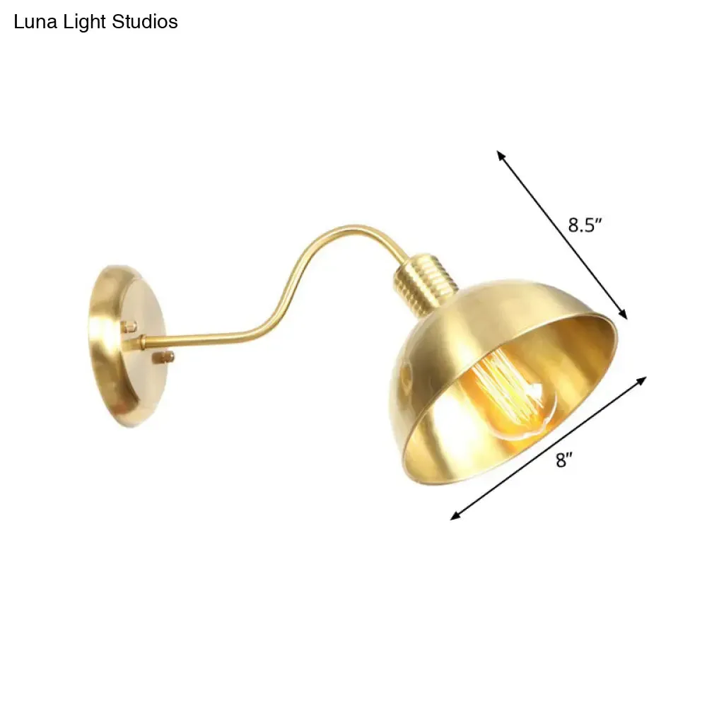 Retro Brass Gooseneck Wall Reading Lamp with 1-Light, Metallic Finish and Assorted Shades