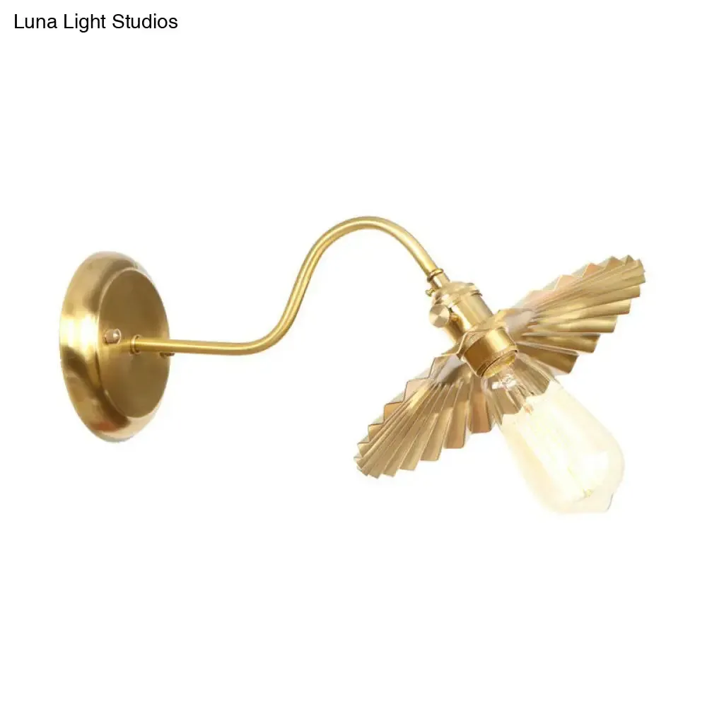 Retro Brass Gooseneck Wall Reading Lamp with 1-Light, Metallic Finish and Assorted Shades