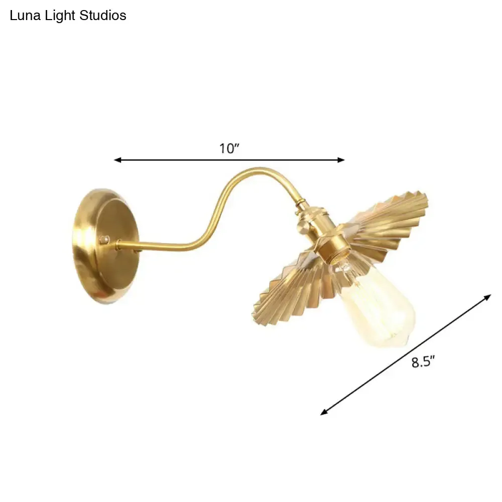 Retro Brass Gooseneck Wall Reading Lamp with 1-Light, Metallic Finish and Assorted Shades