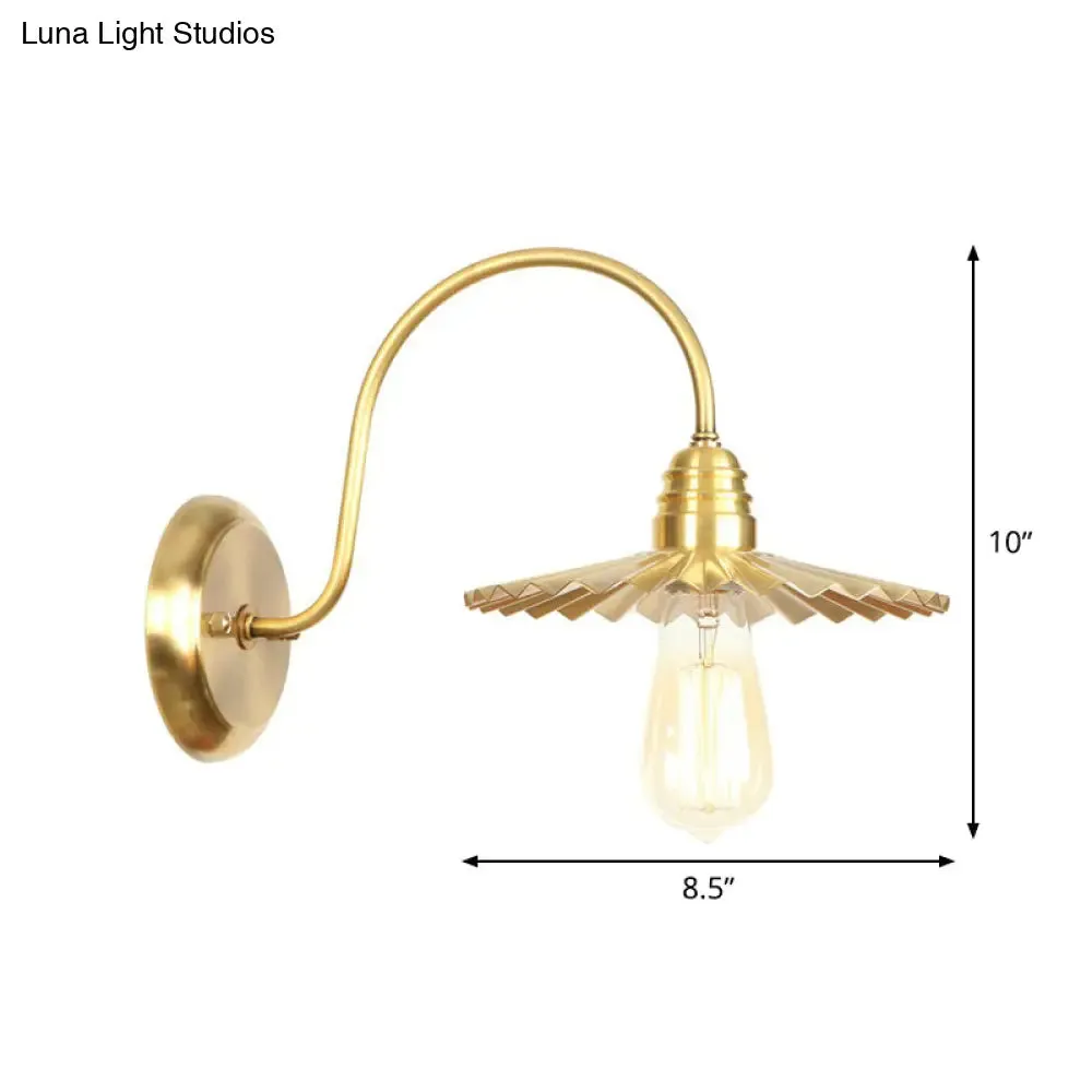 Retro Brass Gooseneck Wall Reading Lamp with 1-Light, Metallic Finish and Assorted Shades