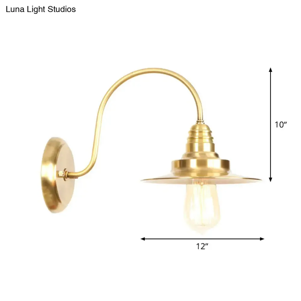 Retro Brass Gooseneck Wall Reading Lamp with 1-Light, Metallic Finish and Assorted Shades