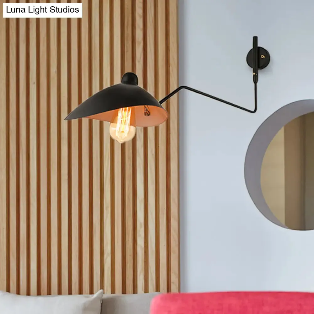 Retro Loft Black Metallic Wall Light - Adjustable Dome Fixture for Study Room