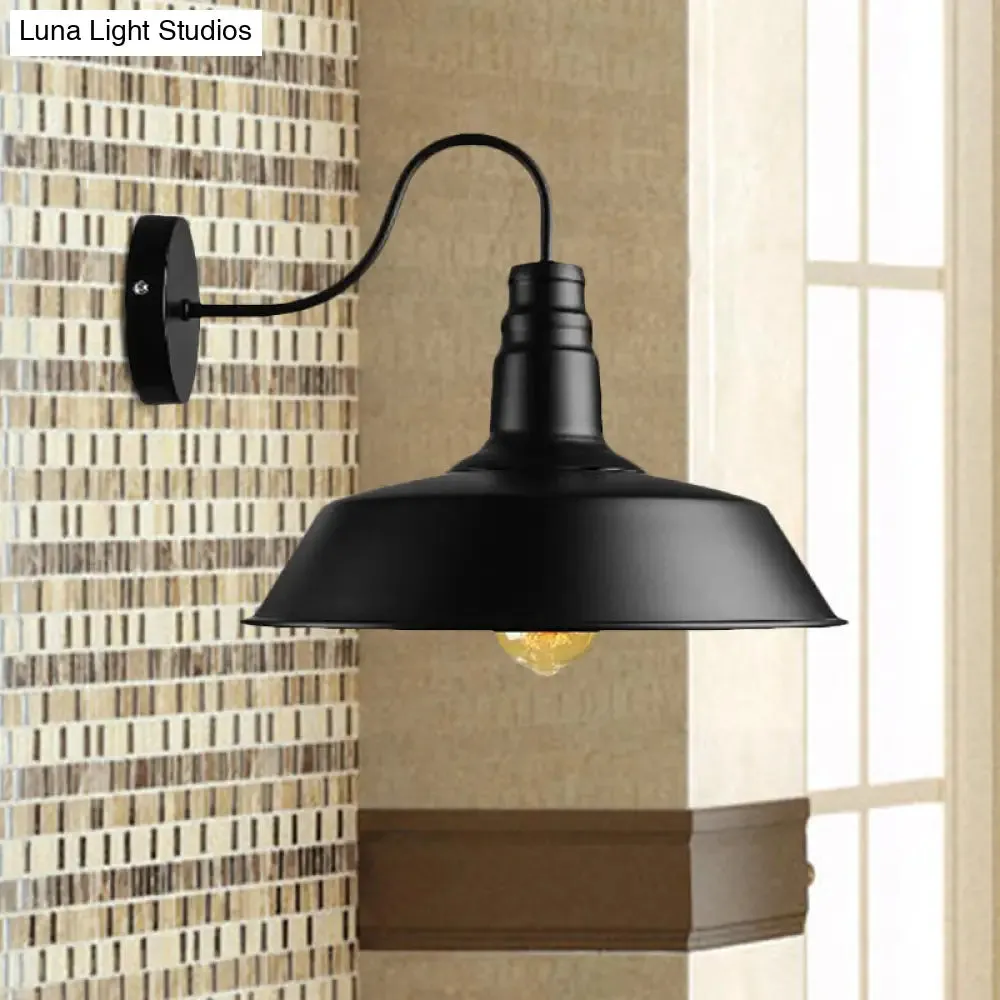 Retro Style Black Barn Sconce Light - Head Wall Lamp with Plug-In Cord for Dining Room