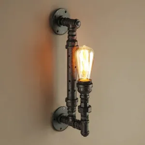 Retro Style Pipe Arm Wall Light for Restaurants - Metallic Wall Lighting Fixture