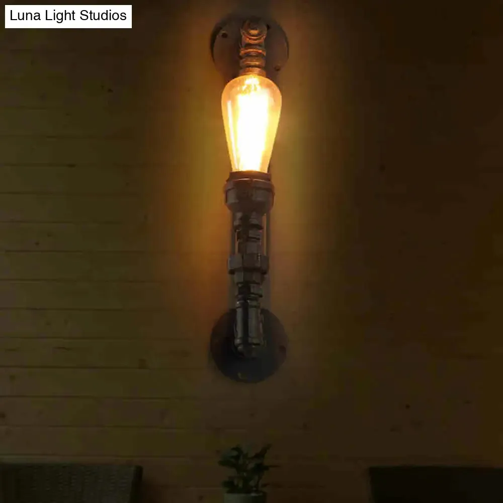 Retro Style Pipe Arm Wall Light for Restaurants - Metallic Wall Lighting Fixture